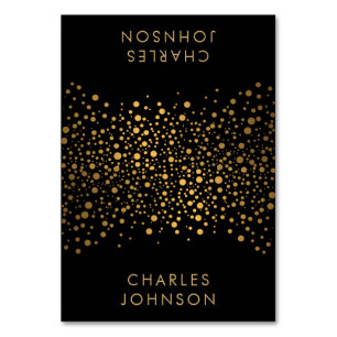 Puntos de Confetti de Negro y Oro   Tarjetas de co