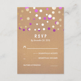 Puntos de Confetti dorados y púrpura Boda Tarjetas