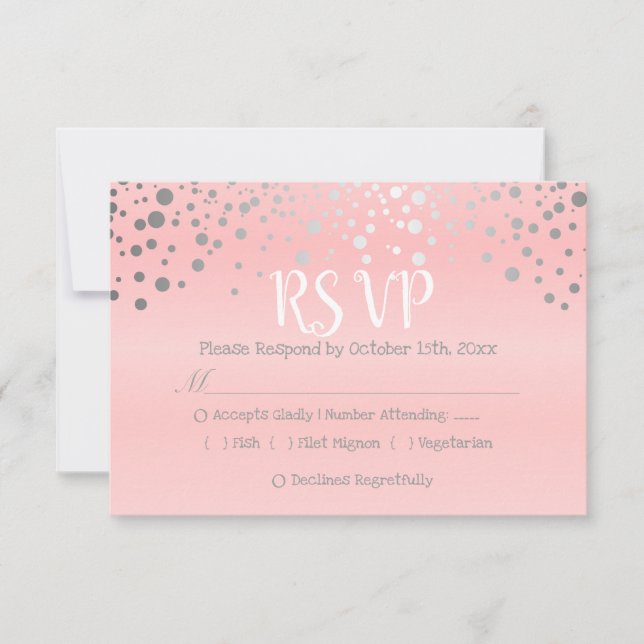 Puntos de confetti rosados y plateados - RSVP (Anverso)