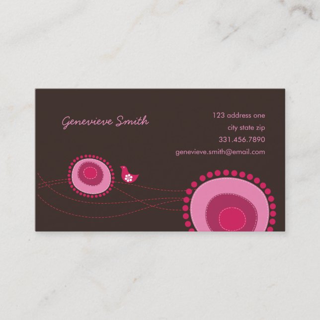 Puntos de flores rosas y tarjeta de perfil de dive (Anverso)