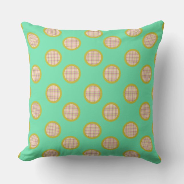 Puntos de Gingham, almohada verde exterior (Anverso)