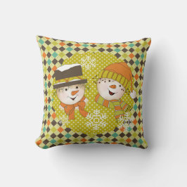 Puntos de pareja de hombres de nieve y almohada de