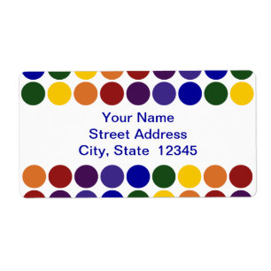 Puntos de Polka Arcoiris en etiqueta de barco blan