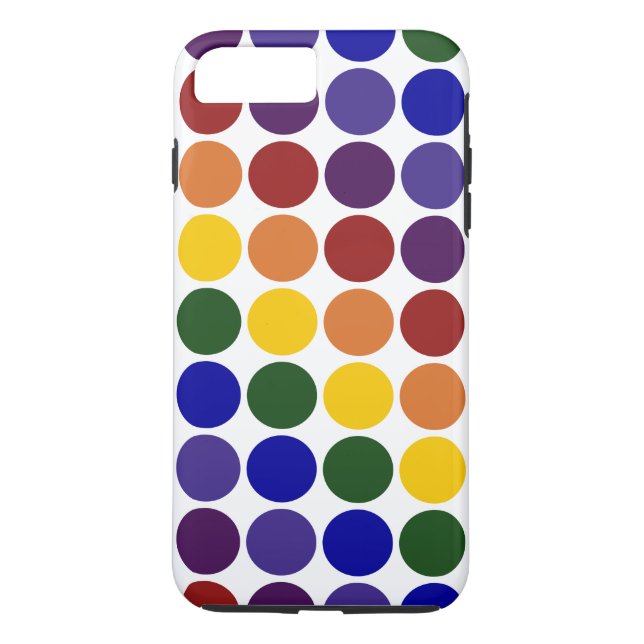 Puntos de Polka Arcoiris en Funda para iPhone blan (Reverso)