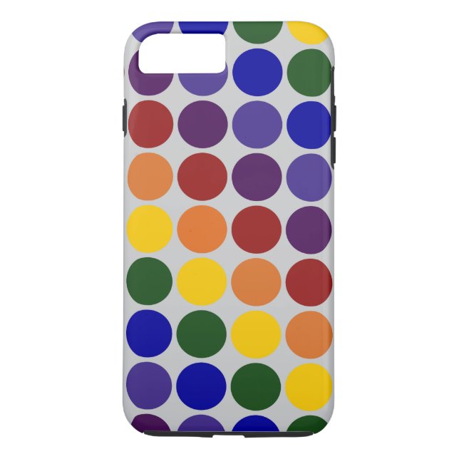 Puntos de Polka Arcoiris en Funda para iPhone gris (Reverso)