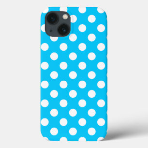 Puntos de polka blanco en el iPhone de Funda azul 