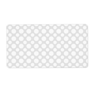Puntos de polka blanco en etiqueta de envío de gri