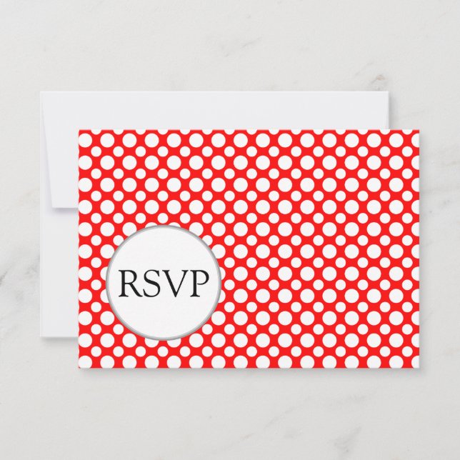 Puntos de Polka Blanco en tarjetas de RSVP editabl (Anverso)