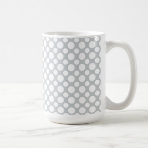 Puntos de Polka Blanco sobre tazas de café gris