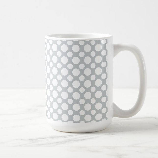 Puntos de Polka Blanco sobre tazas de café gris (Derecha)