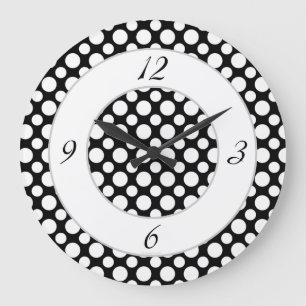 Puntos de polka blancos sobre el reloj de los núme
