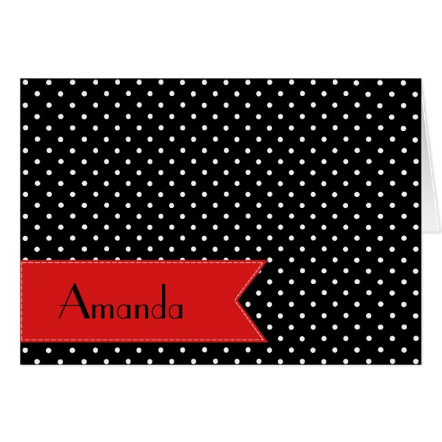 Puntos de Polka blancos y negros, punteados, tu no (Anverso (Horizontal))