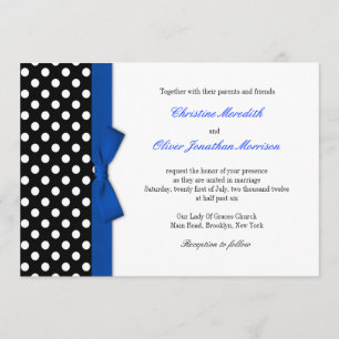 Puntos de Polka Con Invitación A La Boda Azul Bow