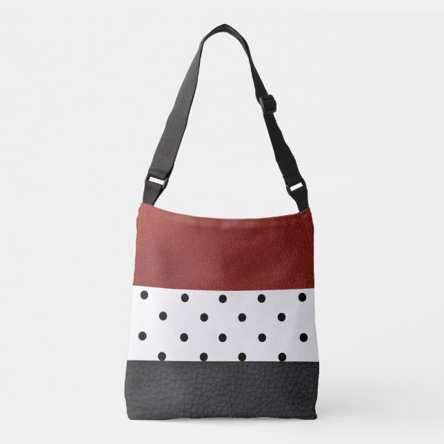 Puntos de Polka de Cuero Negro/Rojo - Bolsa de Tot (Anverso)