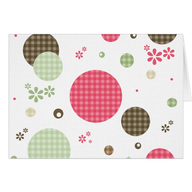 Puntos De Polka De Gingham Con Flores De Daisy Ret (Anverso (Horizontal))