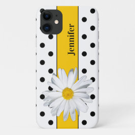 Puntos de Polka en blanco y negro, Funda Daisy iPh