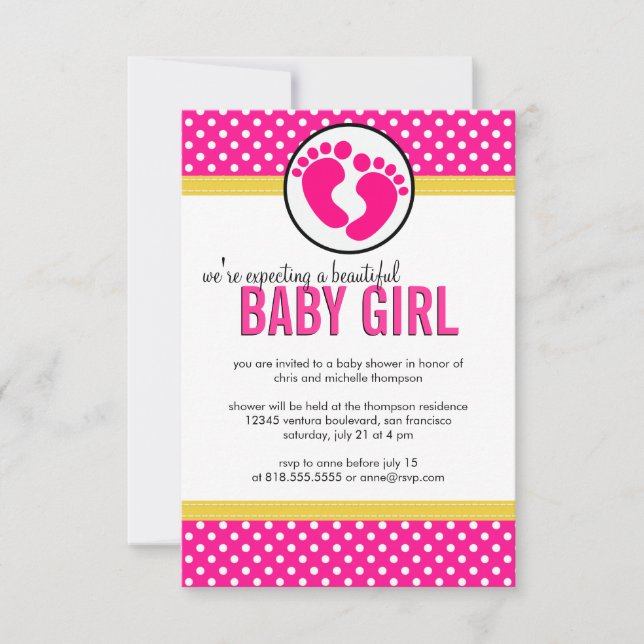 Puntos de polka - Invitación a la ducha para bebés (Anverso)