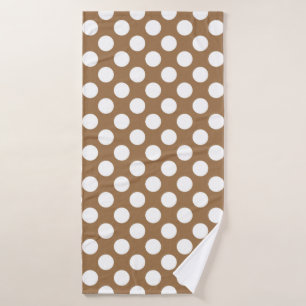 Puntos de polka marrón y blanco