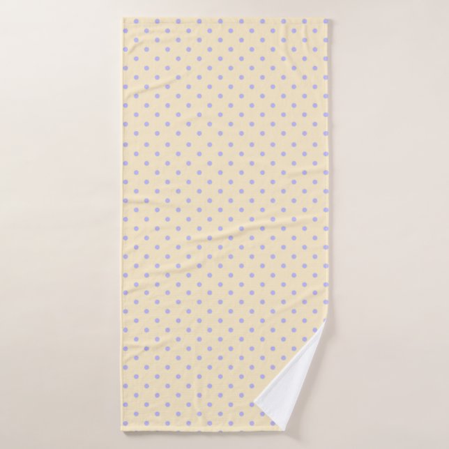 Puntos de polka morado de lavanda y amarillo (Toalla de baño)