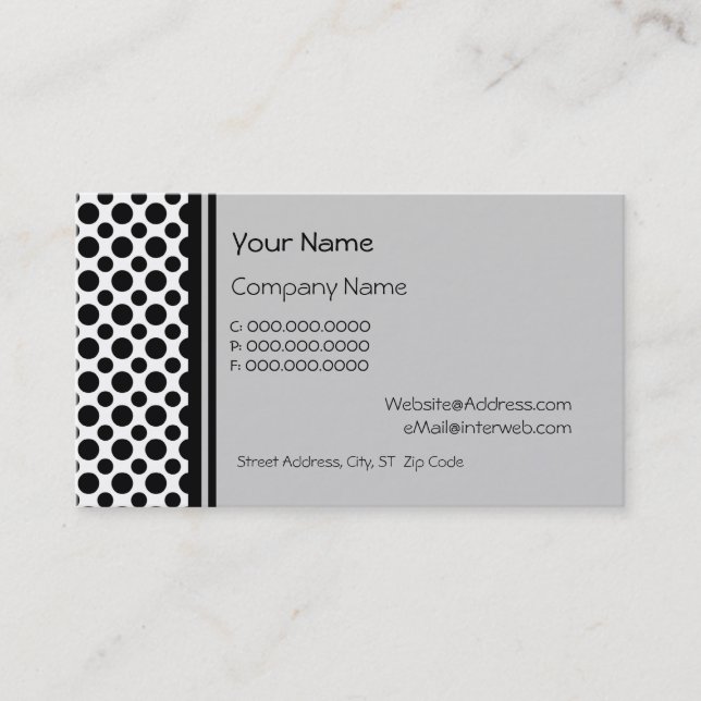 Puntos de Polka Negro en tarjetas de Personalizado (Anverso)