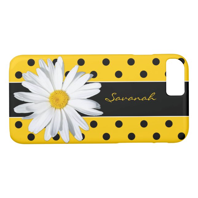 Puntos de polka negros y amarillos, Funda Daisy iP (Reverso (horizontal))