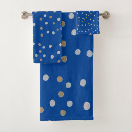 Puntos de Polka Plata y Oro en Azul