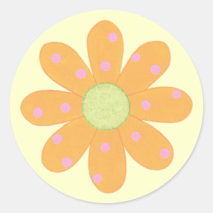 Puntos de polka rosa sobre Pegatinas de flores Nar