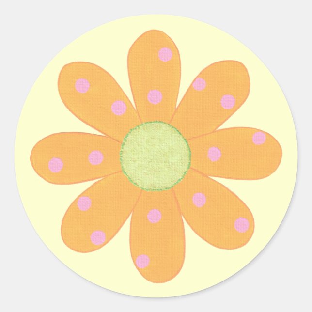 Puntos de polka rosa sobre Pegatinas de flores Nar (Anverso)