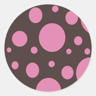 Puntos de polka rosa sobre Pegatinas marrones