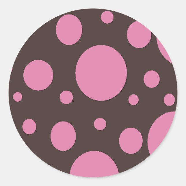 Puntos de polka rosa sobre Pegatinas marrones (Anverso)