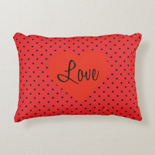 Puntos De Polka Y Almohada De Acento Del Corazón R