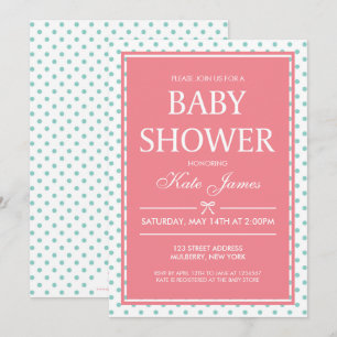 Puntos de Polka y Cinta Invitación de Baby Shower 
