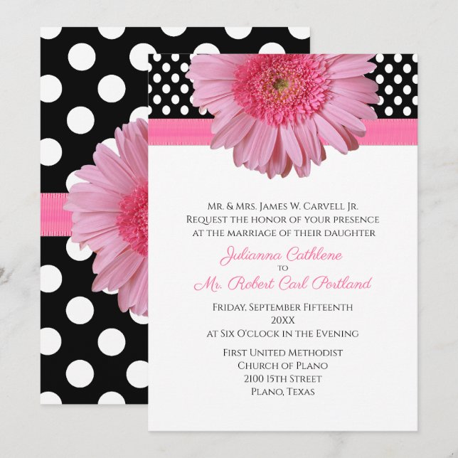 Puntos de polka y la invitación a la boda de la ma (Anverso / Reverso)
