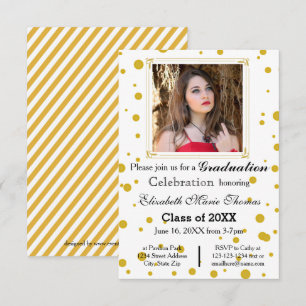 Puntos dorados - Invitación de graduación 3x5