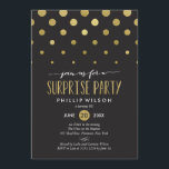 Puntos insignificantes sorpresas invitaciones a fi<br><div class="desc">Espumoso,  moda y moderna invitación sorpresa a la fiesta,  ideal para cualquier edad. El Relieve metalizado dorado es falso y está impreso en plano. Elija una forma cortada o papel texturado para una invitación especial.</div>