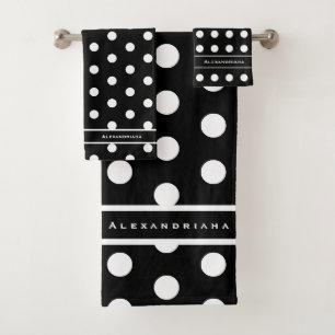 Puntos modernos de polka en blanco y negro