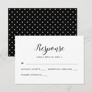 Puntos retro negros y blancos Boda Respuesta Rsvp