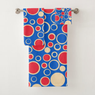 Puntos rojos y azules sobre azul