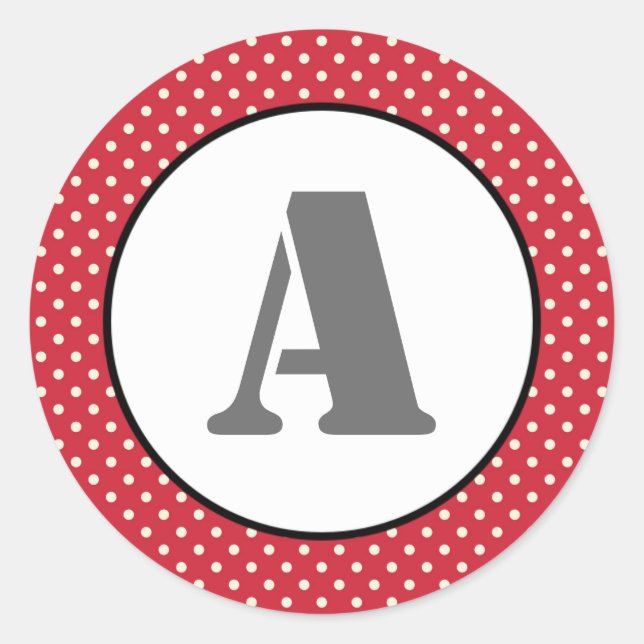 Puntos rojos y blancos - pegatina del círculo (Anverso)