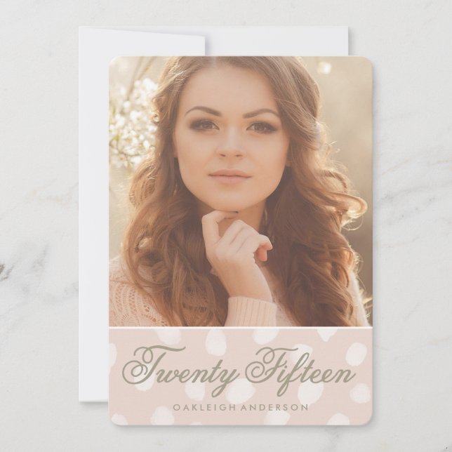 Puntos rosados de polka | Invitación de Graduación (Anverso)