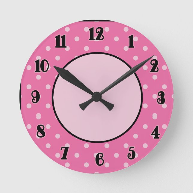 Puntos rosados y reloj de acentos negros (Anverso)