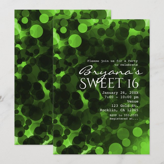 Puntos verdes y negros invitaciones a la fiesta de (Anverso / Reverso)