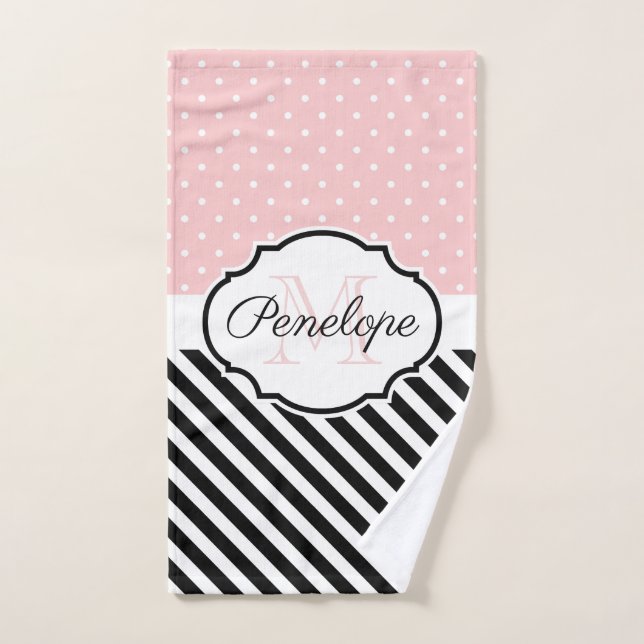 Puntos y franjas cortas (Toalla de mano)