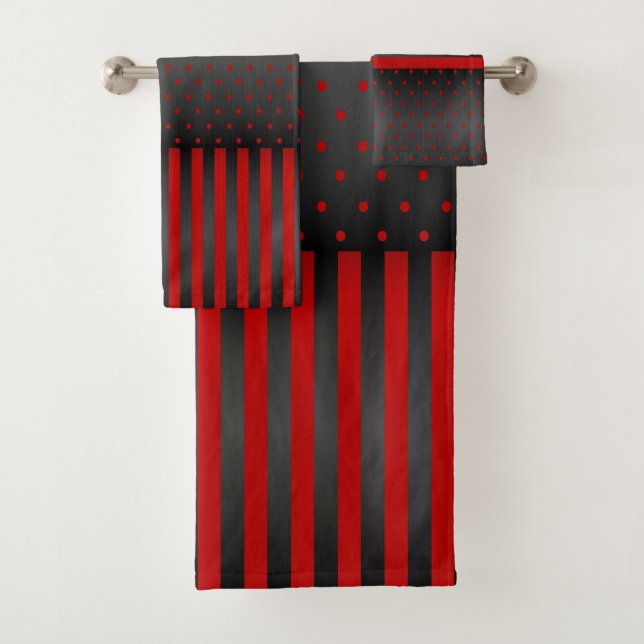 Puntos y franjas de polka rojo y negro (In situ)