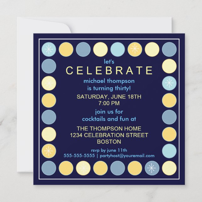 Puntos y invitación retros de la fiesta de (Anverso)