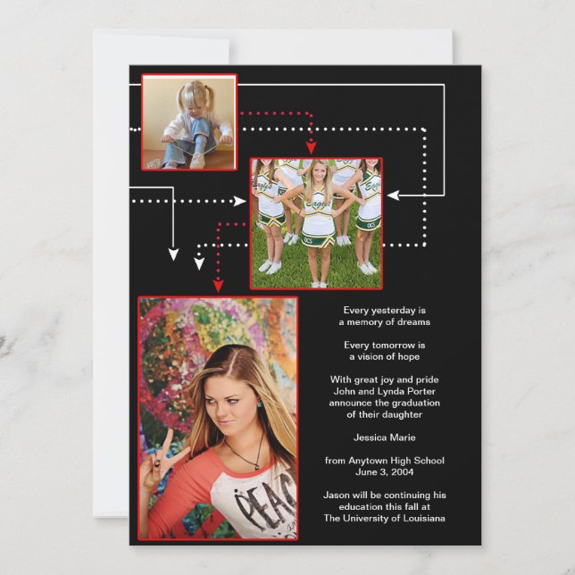 Puntos y líneas invitación de la graduación (Anverso)