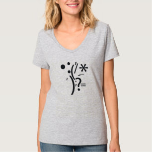 Puntuación Arte Camiseta de cuello-V de las mujere