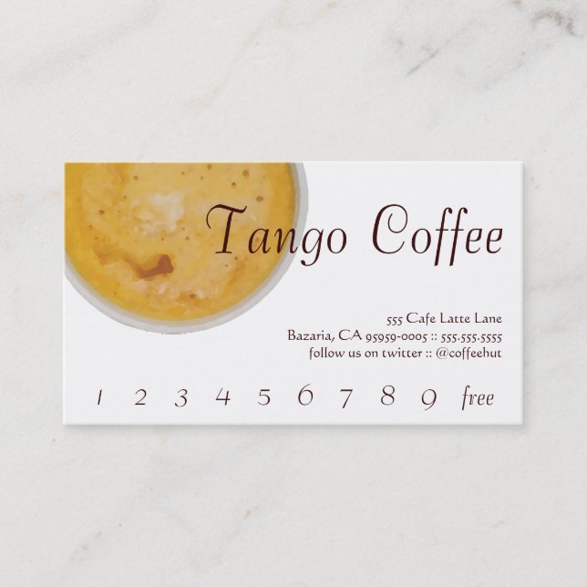 Puntuación de bebida de tango / Tarjeta de fidelid (Anverso)