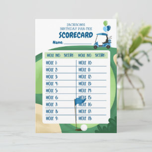 Puntuación de la tarjeta de 18 agujeros del niño g