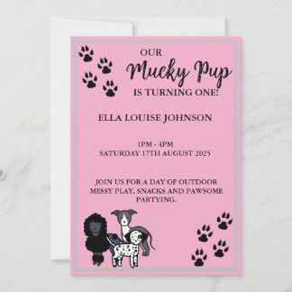PUP DE COLOR MÚLTIPLE ROSA - INVITACIÓN DE CUMPLEA